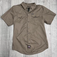 Dixxon Workforce Shirt Mens Medium Khaki Button Up Short Sleeve Work Uniform