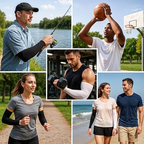 Grevosea 2 Pairs Sleeves to Cover Arms for Women, UV Protection Sun Sleeves 