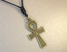 Ankh Egyptian Cross of Life Antique Bronze Pendant Black Korean Necklace FK462