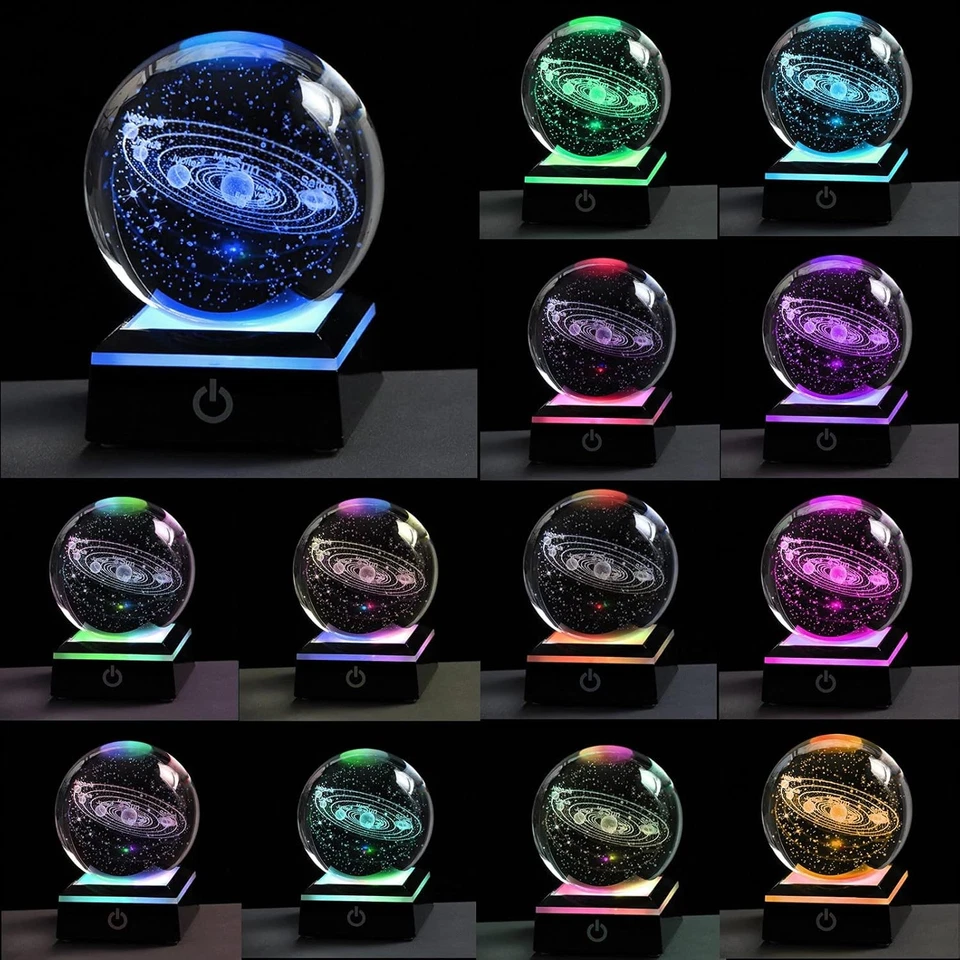3D Solar System Model Crystal Ball 80Mm 3.15Inch Outer Space Astronomy Gift Room - Image 2 of 4