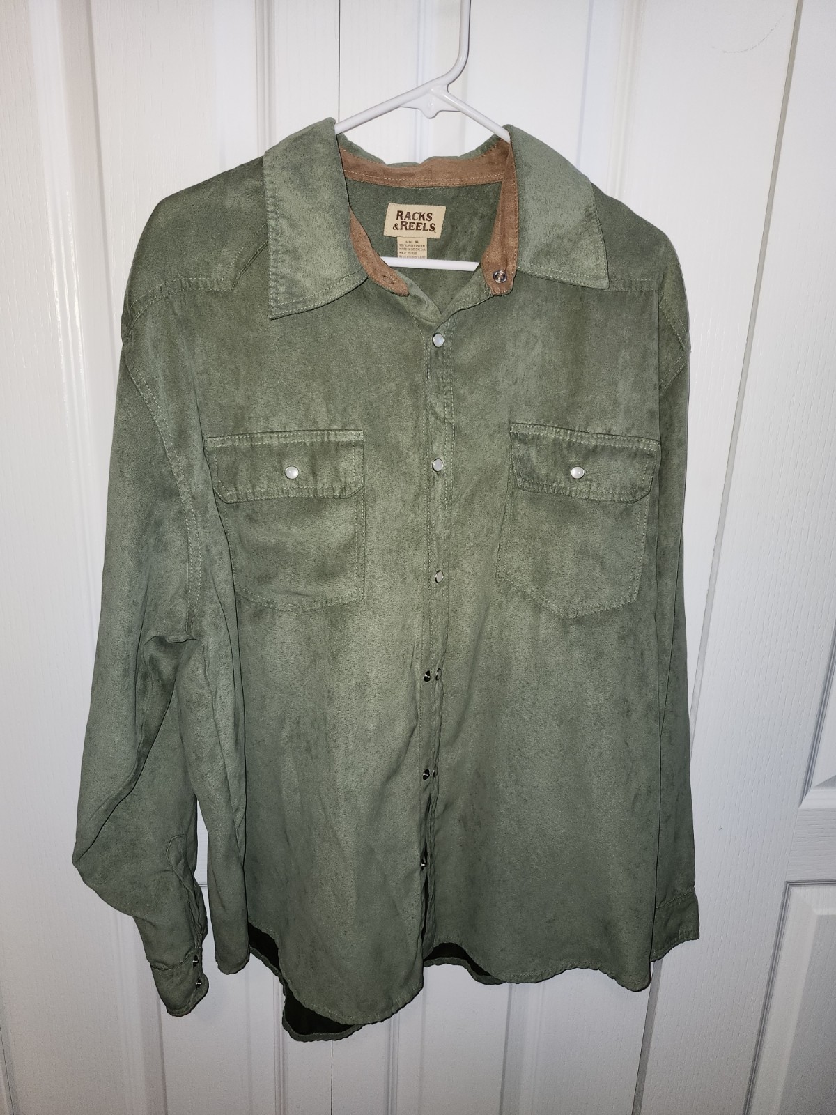 Long Sleeve Men's Shirt W/pearl Snaps Green Sz.xl