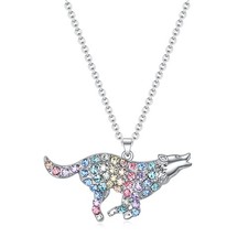 Wolf Necklace for Girls Women,Wolf Gifts for Girls Rainbow Wolves Pendant Jewelr