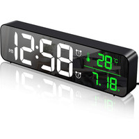 Digitaler Wecker Led Spiegel Wanduhr GroßE Ziffern Mit Datum Temperatur Schwarz