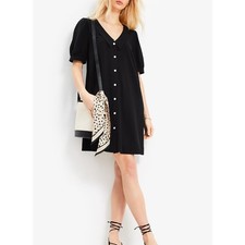 LOFT Women's Collared Button Mini Black Dress Sz 6