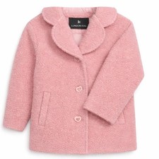 NWT London Fog Girls Pink Teddy Coat Jacket 6/6X Heart Buttons Lined 120 Store