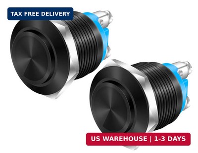 DaierTek 12V 19mm Momentary Horn Push Button Switch Black Metal Waterproof Round