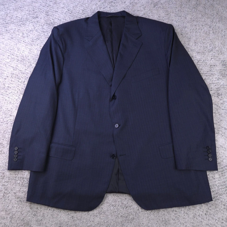 Canali Suit 52R 46x30 Pinstripe Paramontura Navy Three Button Wool Made In Italy - Image 2 of 4