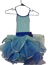 Weissman Showtime Sequin Leotard With Layered Tulle Skirt Sequins BlueTurquoise