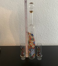 Handdekoriertes italienisches Kunstglas-Set Gustav Klimt,signiert Dorigo Diego