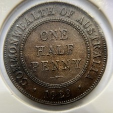 1929 Half Penny Coin - good Extremely Fine - King George V Predecimal