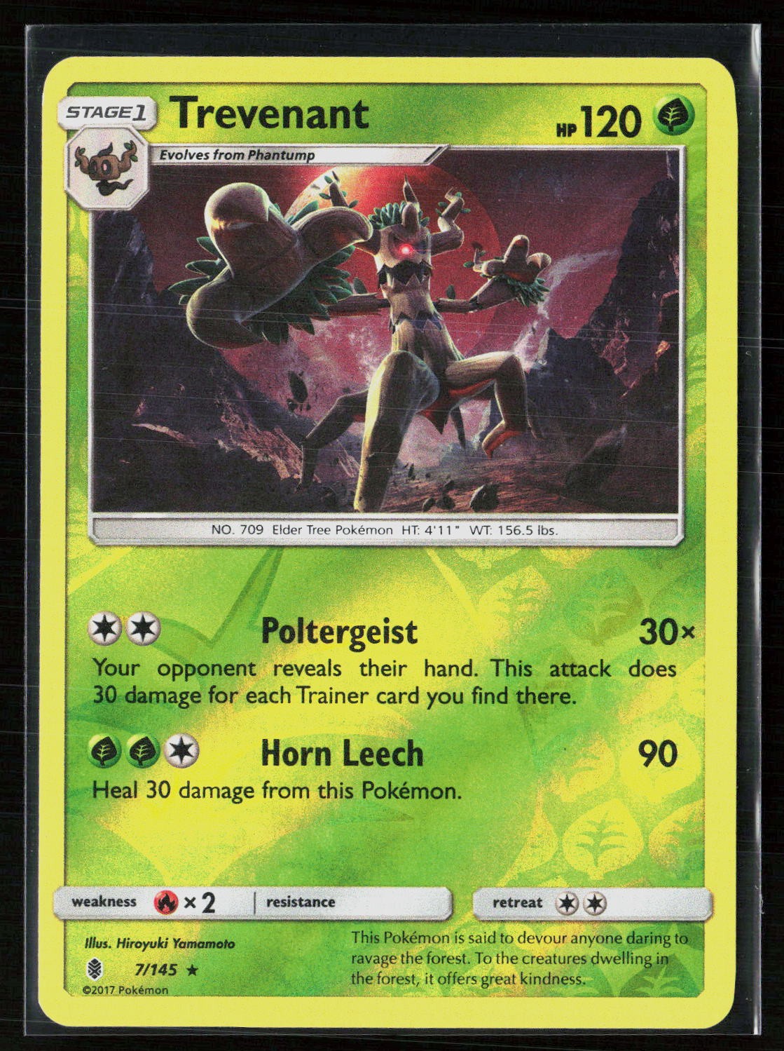 Trevenant 7/145 Rare Reverse Holo Guardians Rising Pokemon NM