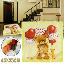 Large Latch Hook Rug Carpet Kit for Making Bear Balloon Pattern Cushion DIY B4Z9