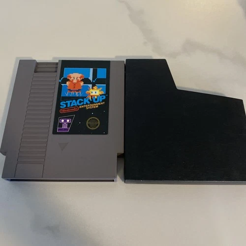 Stack Up (Nintendo NES, 1985) 5-Screw Authentic Cartridge W/Famicom Adapter