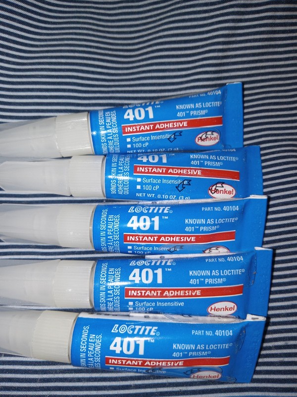 5 tubes , Loctite 233641 Instant Adhesive, 401 Series, Clear, 0.1 Oz, 5  Tubes