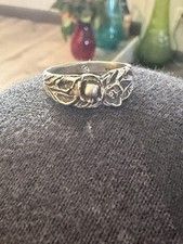Vintage Sterling Silver Carved Roses Flower Ring Size 6.5 925 397