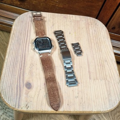 Casio AE-1200 Royale Illuminator Uhr mit handgefertigtem braunem Lederarmband 