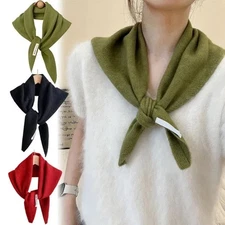 100%Cashmere Triangular Scarf 100cm Knitted Warm Versatile Winter Christmas Gift