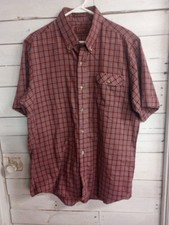 Vintage Levis Big E Burgundy Plaid Short Sleeve Button Front Shirt Men's Large