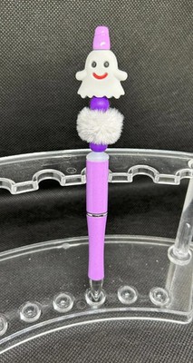 Cute Ghost Decorative Pen   Purple Pom Pom Pen