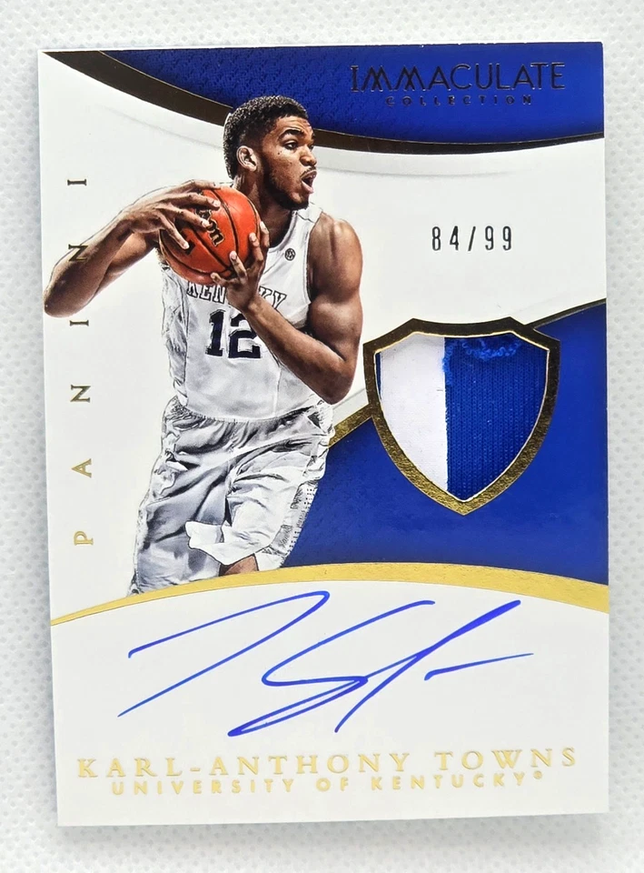 Karl-Anthony Towns 2015 Panini Immaculate Rookie RC Kentucky Patch Auto #84/99 - Image 4 of 4