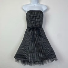 Jessica McClintock For Gunne Sax Polka Dot Tulle Belted Mini Dress Size 3 Prom