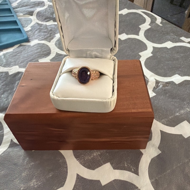 Oval 4.12ct Natural Amethyst Designer Ring 7.25 Sterling Silver W/bonus wood box