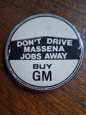 Vintage 2.5" GENERAL MOTORS MASSENA NY St Lawrence County Pinback Button