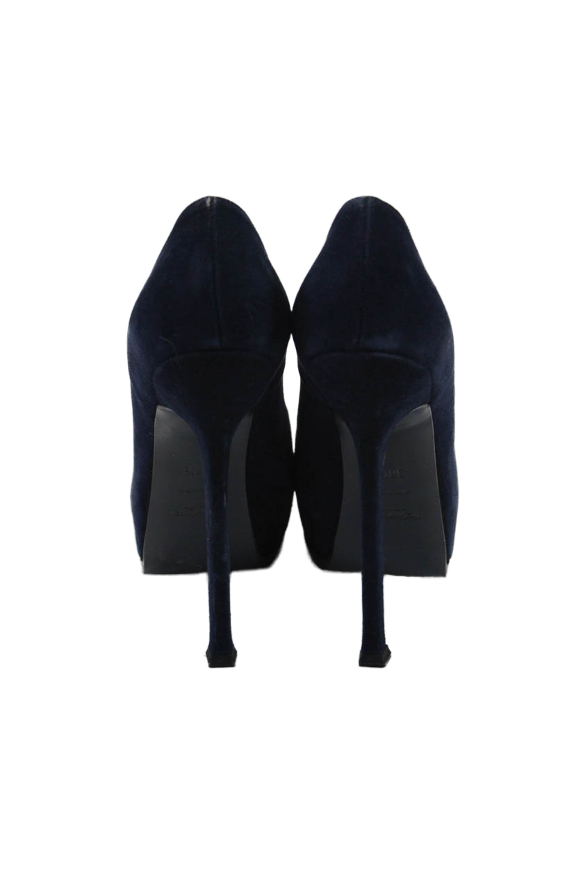 Yves Saint Laurent decolte donna stiletto plateau tribtoo camoscio navy taglia 36 5