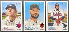 2022 Topps Heritage 3 Card Lot - Luis Urias, Sandy Alcantara, Ozzie Albies
