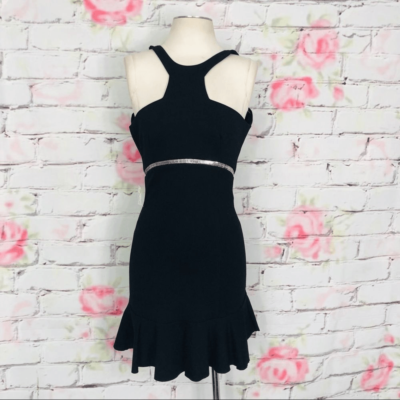 Maje enigme flounce little black cocktail dress | eBay