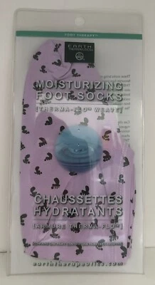 Earth Therapeutics Moisturizing Foot Socks Purple w/ Feet Design