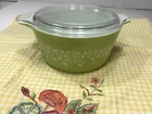 Vintage Pyrex Dish 1.5qt Spring Blossom Green Crazy Daisy #474-B with Lid