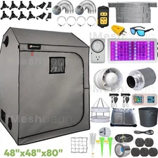 48"x48"x80" Complete Roof Grow Tent Kit LED Full Spectrum Grow Light Air Filter