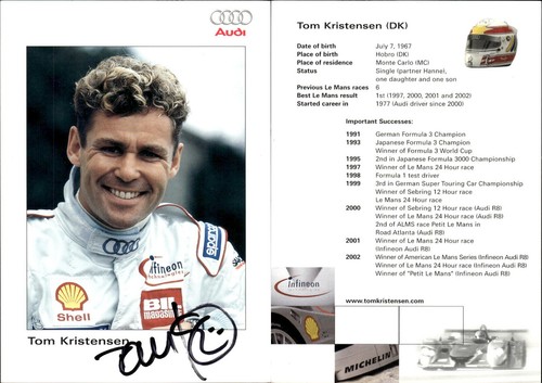 TOM KRISTENSEN  Audi Autogramm AK Autogrammkarte Motorsport