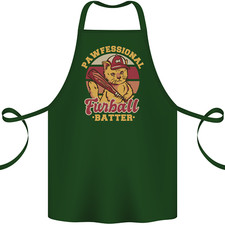 Funny Baseball Cat Furball Batter Cotton Apron 100% Organic