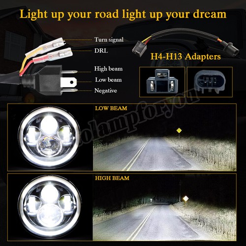 For Freightliner Century Class 7" Round LED Headlights Hi/Lo Beam Light Pair - Picture 5 of 12