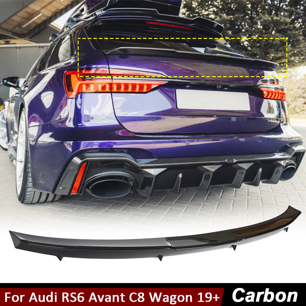 For Audi RS6 Avant C8 Wagon 19UP DRY CARBON FIBER Rear Trunk Middle Spoiler Wing