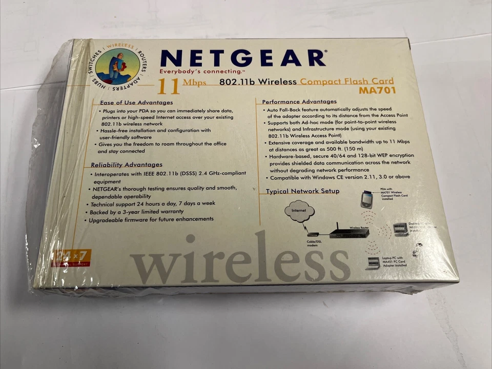 Netgear 802.11b Wireless Compact Flash CF Card 11Mbps MA701 NEW NIB SEALED - Image 3 of 3