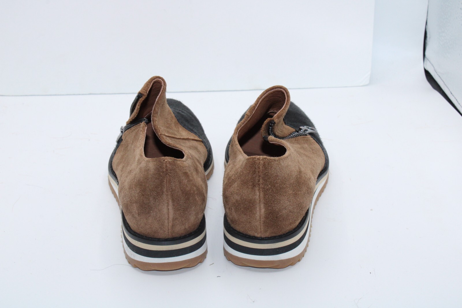 Scarpe da donna TUTTE NERE punta con cerniera taglia 36 5 capelli pony nere marrone pelle scamosciata nuove