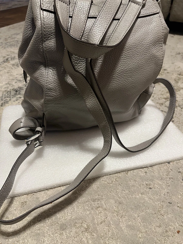 Michael Kors Riley rhinestone studded gray pebble drawstring leather backpack - Image 3 of 4