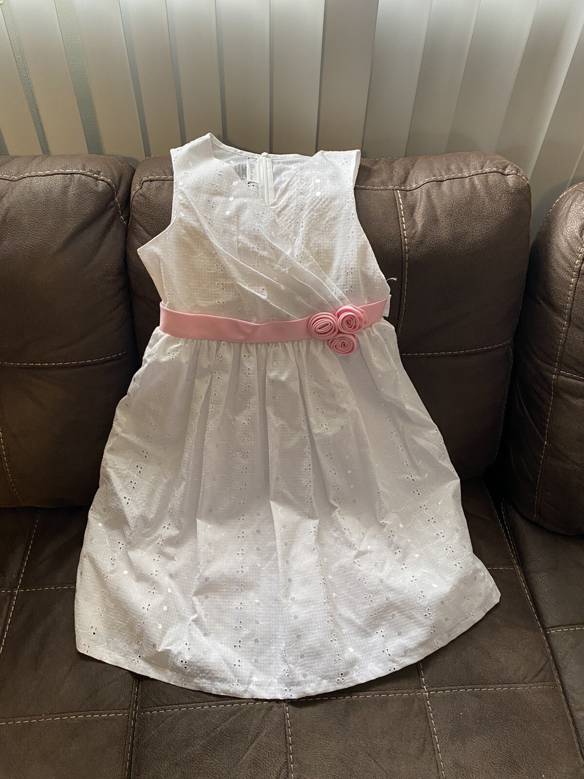 Girls Bonnie Jean White An Pink Dress Size 14(4D20) | eBay