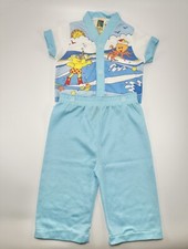 Vtg Baby Pajamas Carters Snap Waist 2pc Octopus Snorkel Bear 70s 80s Boys 12mo