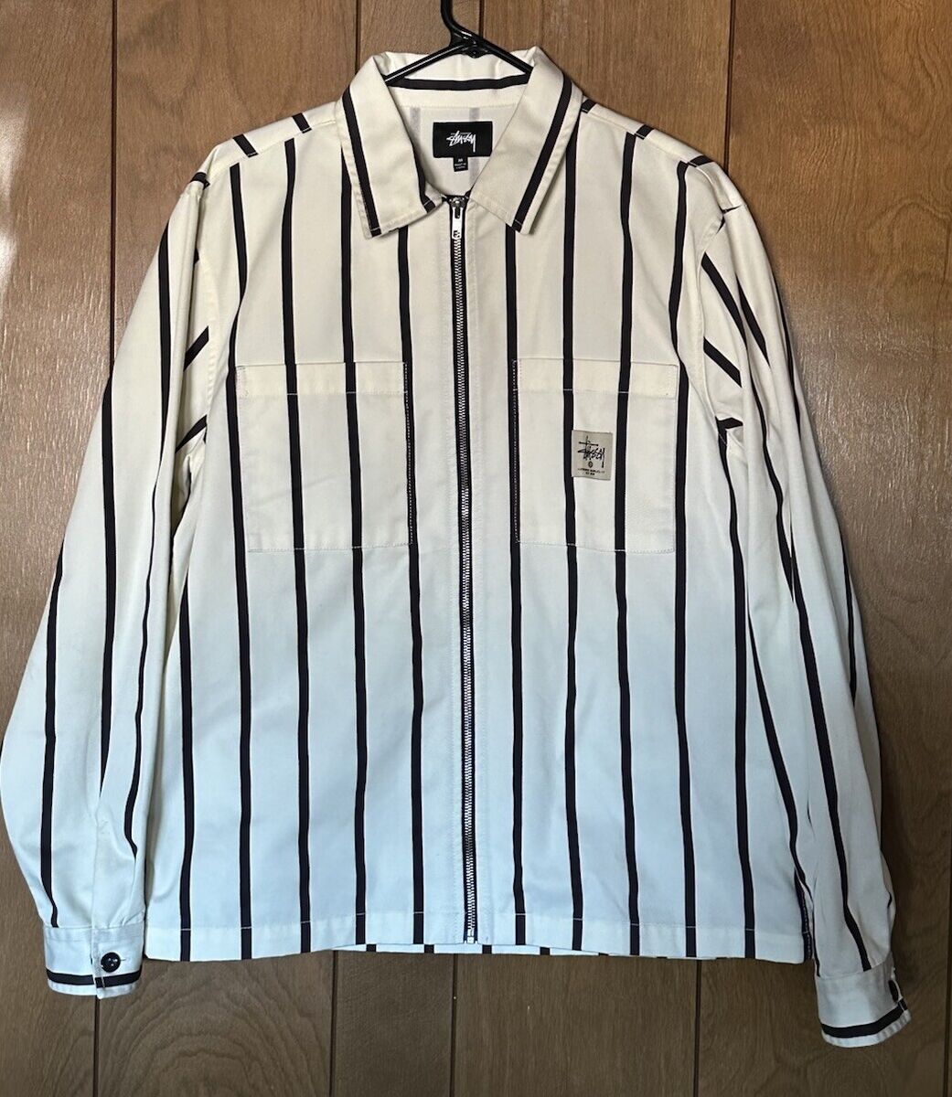 Stussy Zip Up Authentic WORKGEAR Jacket Striped [Size: M Stussy Zip Up Authentic WORKGEAR Jacket Striped [Size: M