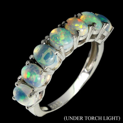925 Sterling Silber Ring Oval Feuer Opal Glanz 5x4mm Edelstein Schmuck Größe 7