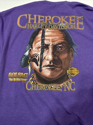 Harley Davidson Cherokee North Carolina Native American T-Shirt L