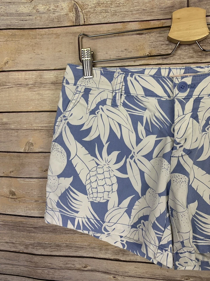 Pantalones Cortos Florales Victorias Secret Talla 4 Frente Plano Azul Piña Foto 3 de 4