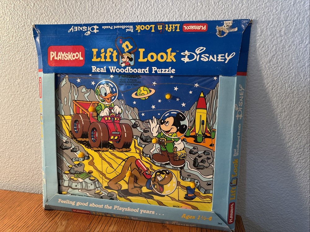 Disney Mickey Donald Lift 'n Look Puzzle Space Moon Adventure Vintage 1985 NEW!