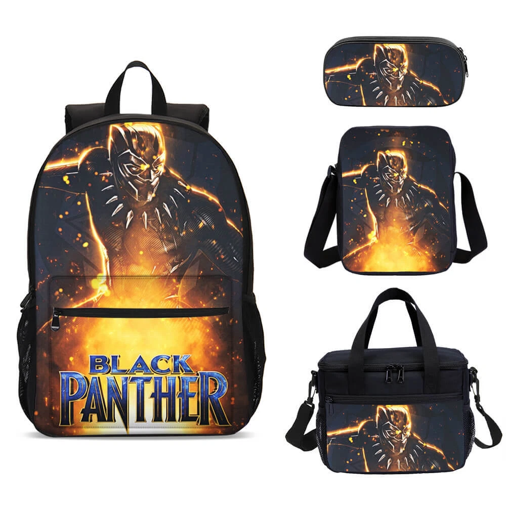 Black Panther Comics Kids School Backpack Insulated Lunch Bag Pen Case Value Lot
