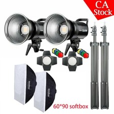 US 2 Godox SL-60W LED Video Light BD-04 Barn Door 60 90cm Softbox 2m Stand Kit