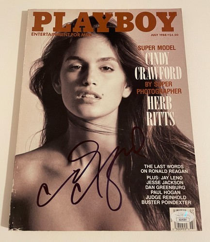 Cindy Crawford Hand Signed Playboy Magazine Model Authentic Autograph JSA COA